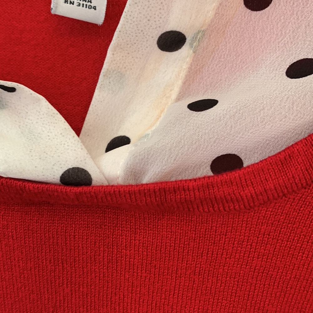 Kim Rogers- Medium- Red Sweater w/ black & white dots - Picture 3 of 4